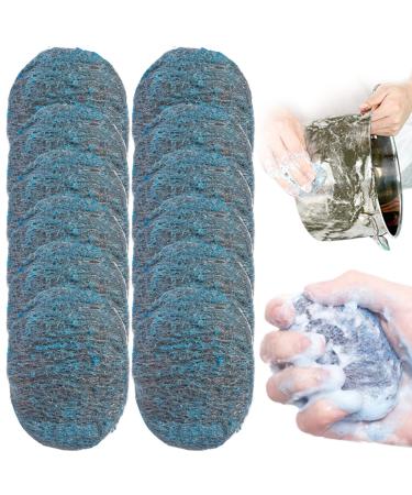 Steel Wool Scrubber 12Pcs Steel Wool Soap Pads Reusable Steel Wool Pads Absorbent Pre-Soaped Scouring Pad Sponges Washing Up for Household Cleaning Kitchen Dishes Pots Pans and Ovens