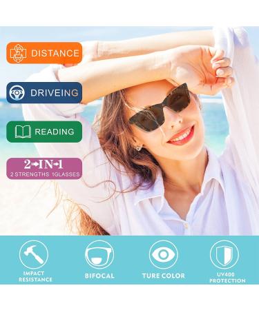 Shop Trendy Oversized Bifocal Sunglasses for Women | Cat Eye Design Polarized Blue Light Frame - Buy Online on GoSupps.com