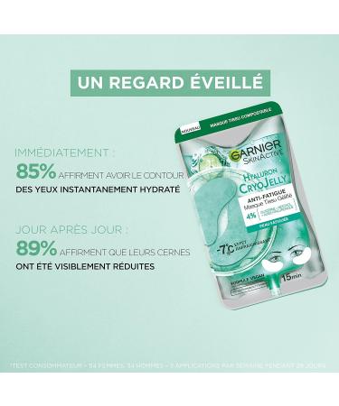 GARNIER Skin Active - Hyaluron Cryo Jelly Eye Patches - Anti-Fatigue & Refreshing Effect - Glycerin Menthol & Hyaluronic Acid - Vegan & Cruelty Free - Tired Skin - Buy Online on GoSupps.com