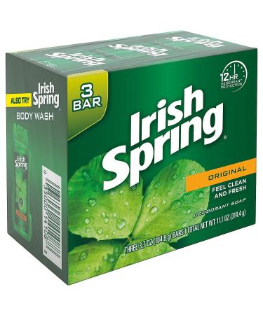 Irish Spring Deodorant Soap Original Bar 3.7 oz (Pack of 3) - Fresh Scent Cleanliness - Buy Online on GoSupps.com