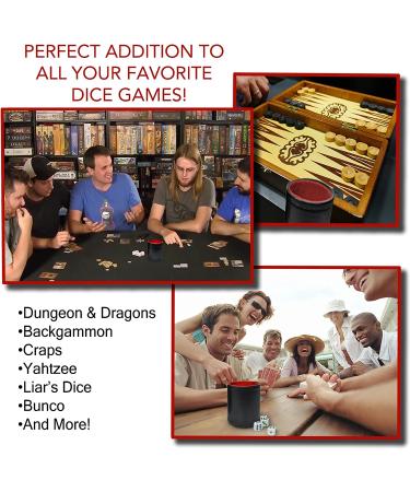 RNK Gaming 5 Pack Professional PU Leather Dice Cups with 25 White Six-Sided Dice - Buy Online on GoSupps.com
