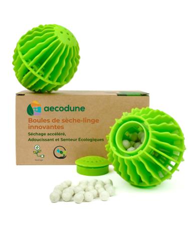 aecodune Innovative Laundry Dryer Ball, 2 x Reusable Laundry Dryer Balls – Reduces Drying Time – Fabric Softener and Linen Fr