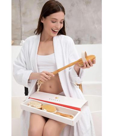 Natural Bristle Dry Brushing Body Spa Set with Face Cleansing Brush - Lymphatic Drainage & Cellulite Massager for Radiant Skin - Buy Online on GoSupps.com
