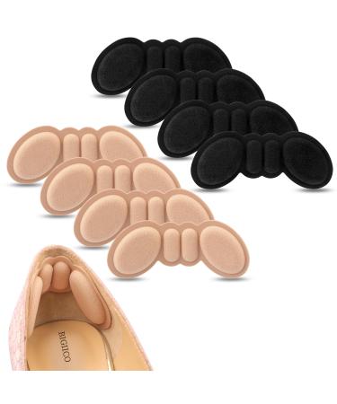 Heel Pads for Shoes That are Too Big 4 Pairs Foamed Cotton Heel Cushions for Pain Relief & Tighter Fit Filler Improved Shoe Fit and Comfort (Rosybrown+Black)