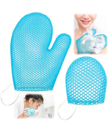 Honeycomb Exfoliating Scrubber Set  Honeycomb Face and Body Scrubber Include Spa Bath Mitt Honeycomb Exfoliating Glove for Body Shower  Honeycomb Face Exfoliator Scrubber Sponge  Quick Drying (Blue)