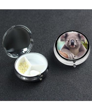 Buy Cute Koala Round Pill Organizer | 3 Compartment Travel Metal Pill Box | Stylish Portable Pill Case for Pocket & Purse - Buy Online on GoSupps.com