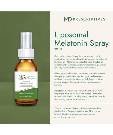 MD Prescriptives Liposomal Melatonin Dietary Supplement 3mg Spray - Enhanced Absorption to Help Encourage Restful Regular Sleep - Suitable for Vegetarians - 75 Servings - 30 ml - Buy Online on GoSupps.com