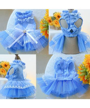 BT Bear Smally Disching Puppy Skirt & Tutu Dress for Small Dogs & Cats - Princess Bow Wedding Outfit (Size L Blue) - Buy Online on GoSupps.com