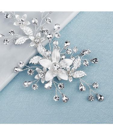 Rhinestone Wedding Hair Clips - Handmade Crystal Flower Barrette for Brides - Bridal Hair Accessories for Women - Vintage Bridesmaids Headpiece - Buy Online on GoSupps.com