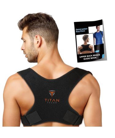 Upper Back Brace for Men: Adjustable Mens Posture Corrector - Back Straightener Support and Correction Ideal for Back Pain and Strain Comfy Brace for Alignment (M-XXL)