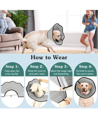 Vavopaw Adjustable Neck Rope Dog Collar | Leak Protection Soft Cone - Breathable & Eco-Friendly - Perfect for Post-Op Recovery - Size L Gray - Buy Online on GoSupps.com
