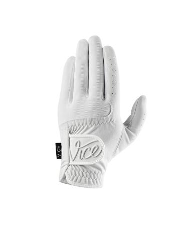 VICE Golf Duro White | Golf Glove | Features: Highly Durable Synthetic Suede, Great fit and Feel Left - L Left