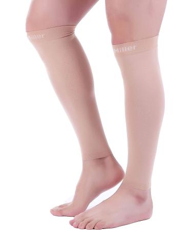 Doc Miller Calf Compression Sleeve - 15-20mmHg Shin Splint Recovery for Men and Women - Varicose Veins Relief - 1 Pair (X-Large, Skin/Nude) - Buy Online on GoSupps.com