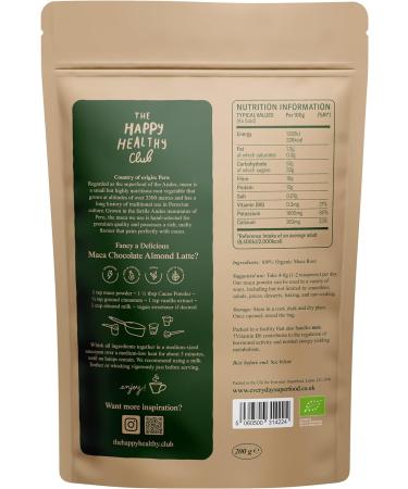 Organic Maca Powder 200g - Pure Dried Maca Root, Ideal for Acai & Maqui Blend - Certified Organic, Vegan, Kosher - Buy Online on GoSupps.com
