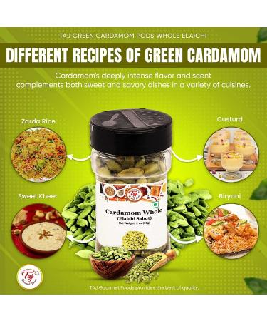 Taj Green Cardamom Pods - Premium Indian Elaichi Elachi, 2oz (56g) - Buy Online on GoSupps.com