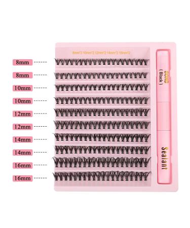 Poiuyoiu Individual Eyelashes Set with Bond & Seal Glue 30D Mixed 8-16mm Cluster Lashes 0.07D Curl Reusable DIY Extensions for Home Use - Buy Online on GoSupps.com