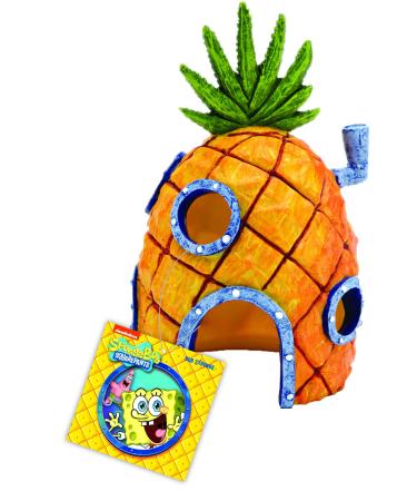 Penn Plax Spongebob Squarepants Pineapple House with Swim Holes Aquatic Ornament, Small 6" Pineapple House