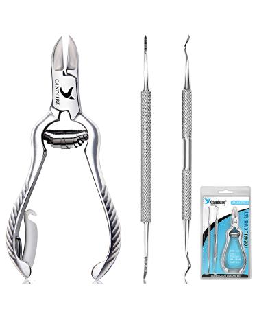 Candure Nail Clippers Cutters Nippers for Thick Toenails Plus Nail Clippers for Fingernails Podiatry Instruments Clippers with Ingrown Toe Nail File Improved Quality