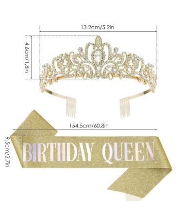 Makone Gold Birthday Princess Crown & Queen Sash Tiaras - Crystal Headband for Women/Girls - Party Accessories & Cake Topper - Buy Online on GoSupps.com
