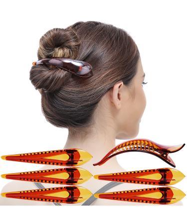 RC Roche 6 pieces of duck beak crocodile hair clip for women girls sheet hair clip alligator strong styling small brown