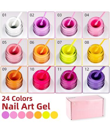 24 Colors Gel Liner Nail Art Set with Built-in Brush for Soak off Design - SXC Cosmetics - Buy Online on GoSupps.com
