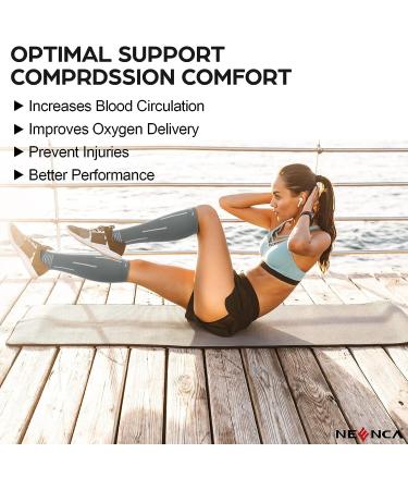 NEENCA Compression Socks 20-30 mmhg for Injury Recovery, Pain Relief & Sports Protection - Large Grey White (1 Pair) - Buy Online on GoSupps.com