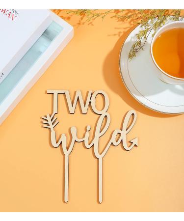LOVENJOY Gift Boxed Two Wild Cake Topper for Boy Girl 2nd Birthday Cake Decorations Rustic Wood - Buy Online on GoSupps.com