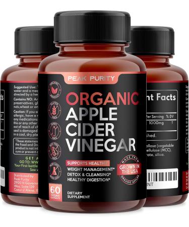 Organic Raw Apple Cider Vinegar Capsules - 1000mg Extra Strength - Detox & Digestion Support - Easy to Swallow ACV Pills - Buy Online on GoSupps.com