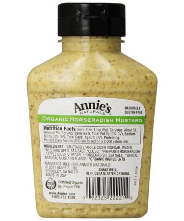 Annie's Organic Horseradish Mustard â€“ Gluten Free, Non-GMO, 9 oz - Buy Online on GoSupps.com