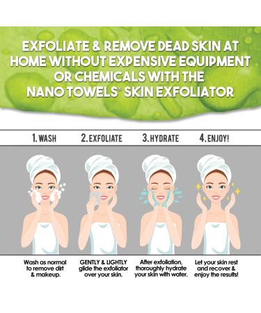 Nano Towels Skin Exfoliating Cleanser - Personal Microdermabrasion Face Wash & Body Scrub Cloth - Chemical-Free Dead Skin Remover - Korean Skin Care Secret - 2 Exfoliators 8x8 Inch (2 Pack) - Buy Online on GoSupps.com