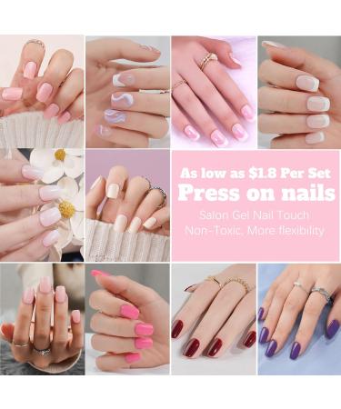 240 Pcs Press On Nails Short Acrylic Nail Tips with Glue | Classic Solid & French Designs | Salon Quality Artificial Nails - TZ10-16 - Buy Online on GoSupps.com