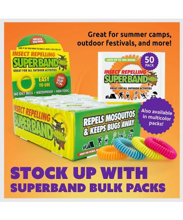 Superband Mosquito Repellent Bracelets - Pack of 50, Deet-Free, Long-Lasting Waterproof Bug Repellent Bands for Adults & Kids - Yellow - Buy Online on GoSupps.com