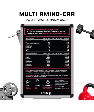 EAA Powder - 532g Human Code Formula | 8 Essential Amino Acids | Delicious Vegan Amino Workout Drink - Candy Watermelon (38 Portions) - Buy Online on GoSupps.com
