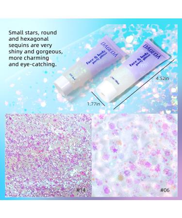  Prreal Glitter gel for the body face and face. Holographic glitter for festival makeup 100 ml (white + pink) - Buy Online on GoSupps.com