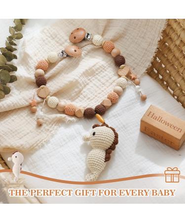 Buy Mamimami Home Wood & Cotton Crocheted Hippocampus Stroller Chain Toy - Perfect Birth Gift for Girls & Babies 0+ Months - Buy Online on GoSupps.com