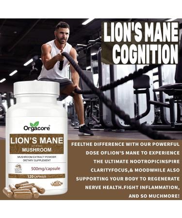 ORGACORE Real Lion s Mane Mushroom Extract Capsules (120 Count) Hericium Erinaceus with Beta Glucans Brain & Immune Support Supplement for Memory Focus & Overall Cognitive Health - Buy Online on GoSupps.com