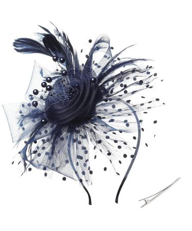 Artideco Dark Blue Fascinator Hat for Women | Cocktail Party & Tea Party Accessories | Perfect Hairpiece for Events - Buy Online on GoSupps.com