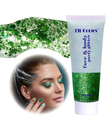 Body Glitter Gel Festival Glitzer Face 50ml Glitter Liquid Gel Body Glitzer Festival Accessories Glitter for Make Up Cosmetic Festival Party DIY Nail Lips (Green) - Buy Online on GoSupps.com