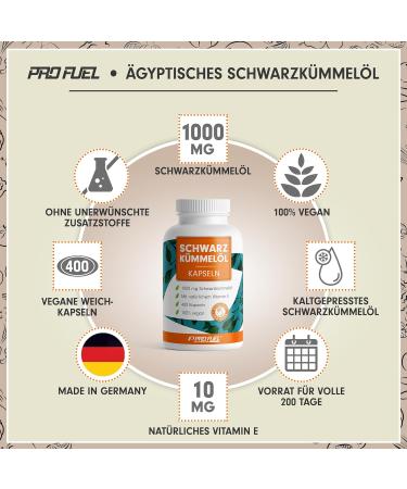 Buy 400x Vegan Black Cumin Oil Capsules 1000mg - Gelatin-Free Natural Vitamin E Certified & Laboratory Tested - 200 Day Supply - Buy Online on GoSupps.com