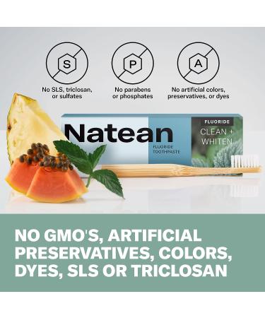 Natean Clean + Whiten Fluoride Whitening Toothpaste - Clean Mint 4.7 Oz Tube - Buy Online on GoSupps.com