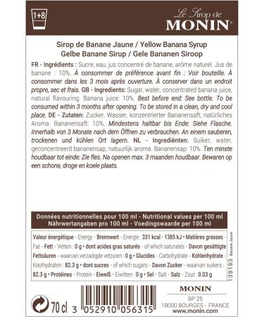 MONIN Sirop banane jaune premium 700 ml - Buy Online on GoSupps.com