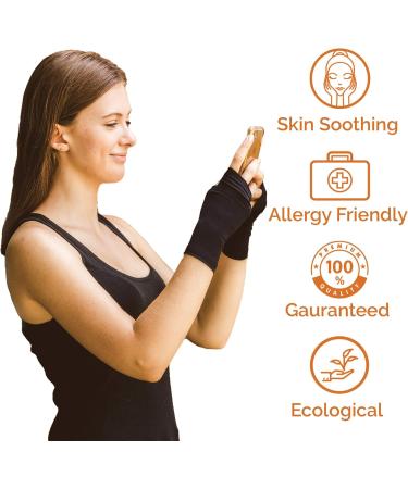 RemedyWear Fingerless Moisturizing Gloves for Eczema Relief - Tencel & Zinc Size L-XL - Black - Buy Online on GoSupps.com
