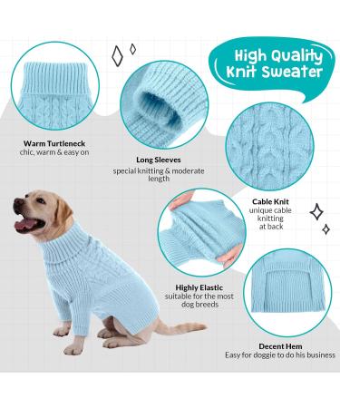 Classic Knitted Dog Sweater with Turtleneck | Cit toile Soft & Warm Cold Weather Vests for Small Medium Dogs - Blue XS - Buy Online on GoSupps.com