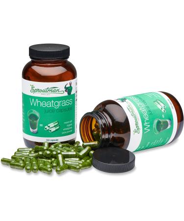Organic Wheatgrass Juice Powder Capsules by Sproutman - 100% Pure Wheatgrass- Boosts Metabolism  Aids Digestion - High in Vitamins  Antioxidants  Chlorophyll  Enzymes  Minerals & Energy (150 Pills) - Buy Online on GoSupps.com