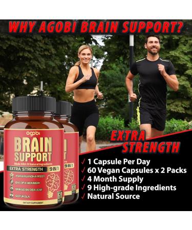 agobi 9in1 Brain Support Supplement - 2 Packs 60 Counts Blended Ashwagandha Panax Ginseng Gotu Kola Ginkgo Black Pepper & More - Accuracy Focus Memory & Energy Production Support - Buy Online on GoSupps.com