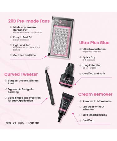 DIY Lash Extension Kit 20D Faux Mink Cluster Lashes 0.05 Curl 8mm-15mm Eyelash Glue Remover and Tweezers - Buy Online on GoSupps.com