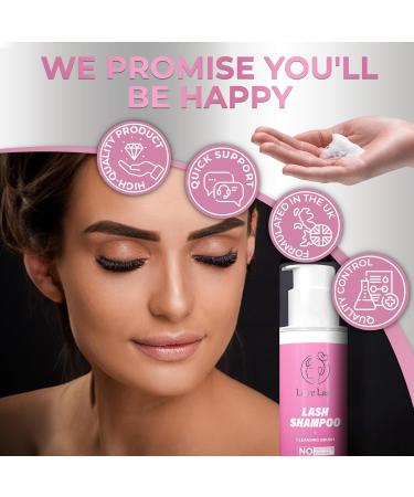 Premium Eyelash Extension Shampoo & Brush - Gentle Foam Cleanser for Lash Care | Safe Makeup Remover for Home & Salon Use | 50ml - Buy Online on GoSupps.com