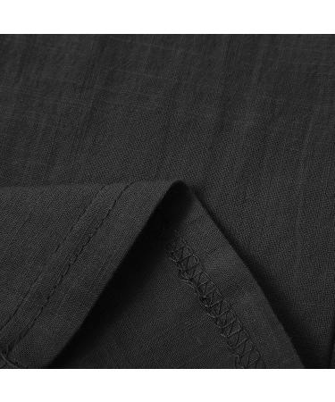 Men's Light Loose 3/4 Denim Shorts - Casual Beach & Yoga Pants | Elastic Waist Wide Leg Cotton - A2 Black - Buy Online on GoSupps.com