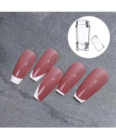 French Double Head Nail Art Tool with Scraper Silicone Seal Printing Transfer Nail Stamp Scraper Stamp for Manicure Double Head - Buy Online on GoSupps.com