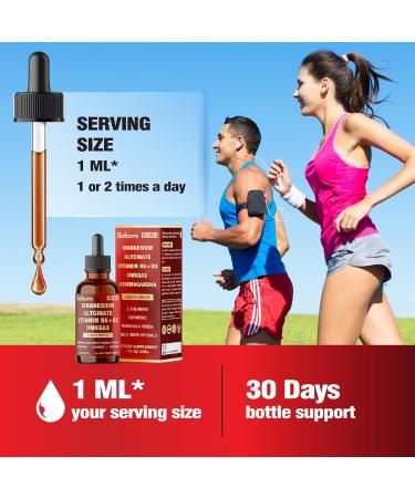 10in1 Magnesium Glycinate Liquid Drops Magnesium Complex Supplement with Omega3 Vitamin D3 Vitamin B6 Ashwagandha and More - Supports Overall Wellness - 1 FL Oz - 1 Month Supply - Buy Online on GoSupps.com